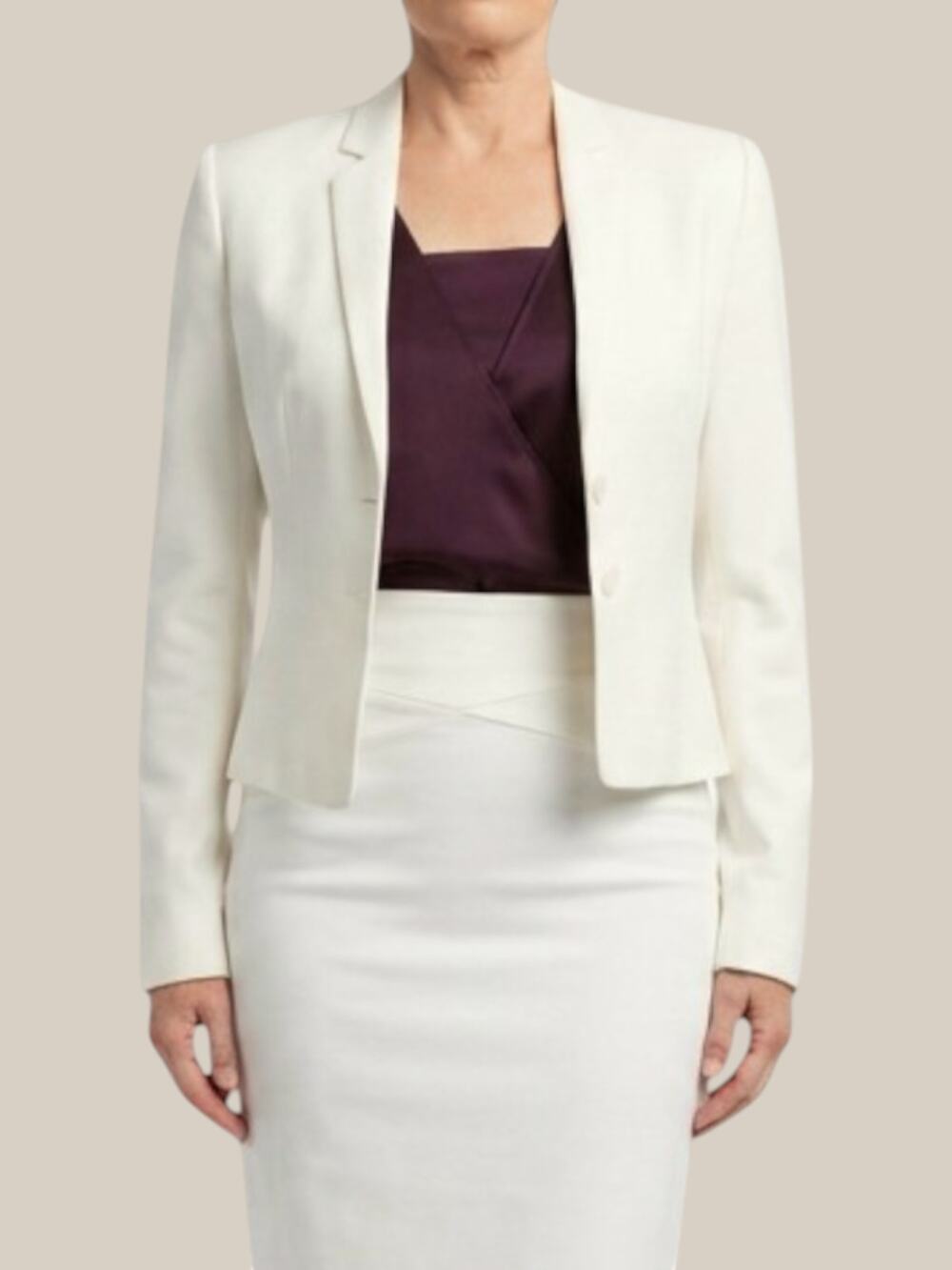 Boss Hugo Boss Alesca NWT Off White Pique Blazer 6 Cupro Lined Suit Jacket